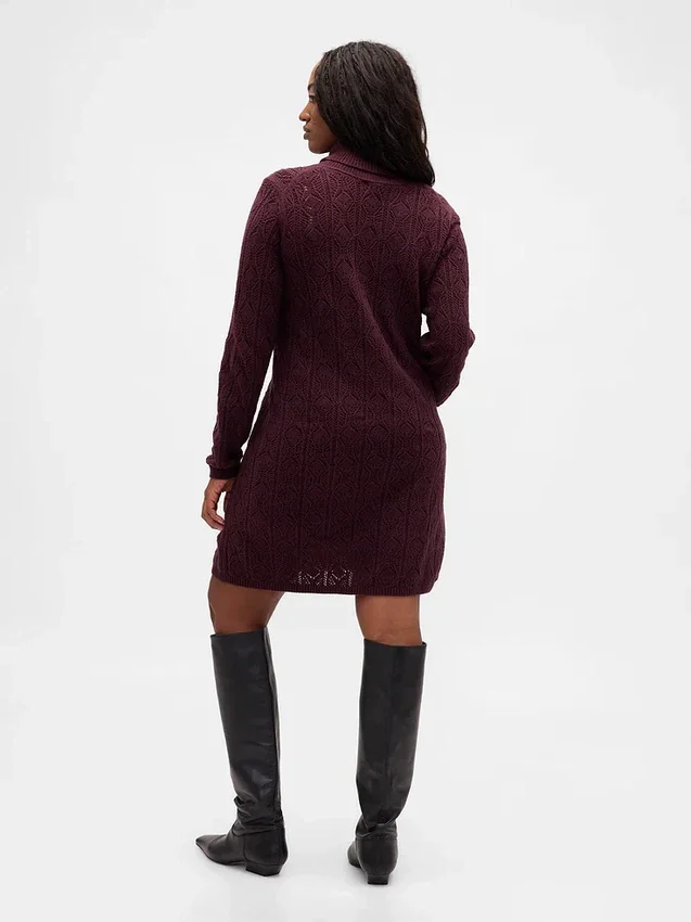 Abito maglione a collo alto in punto Pointelle CashSoft