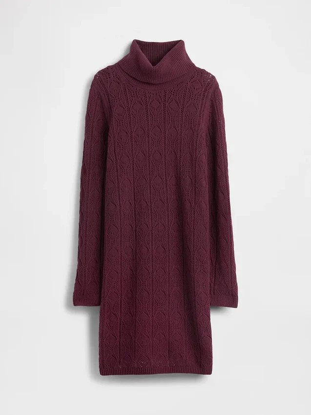 Abito maglione a collo alto in punto Pointelle CashSoft
