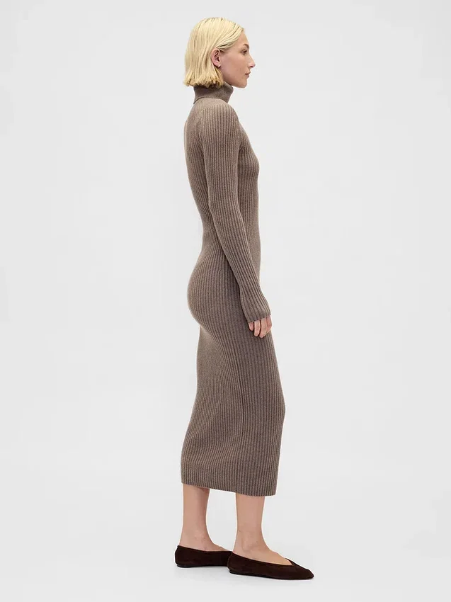 Abito-maglione lungo a collo alto CashSoft