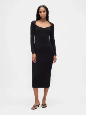Abito maglione midi a costine CashSoft
