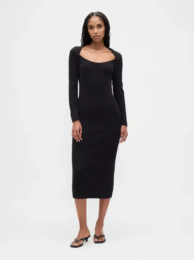 Abito maglione midi a costine CashSoft