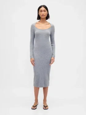 Abito maglione midi a costine CashSoft