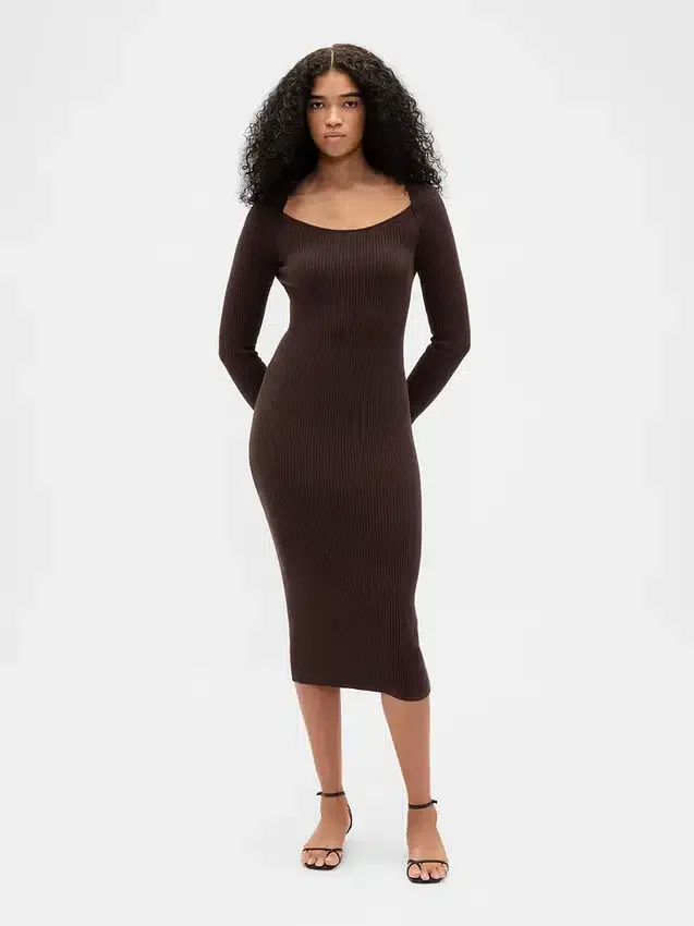Abito maglione midi a costine CashSoft