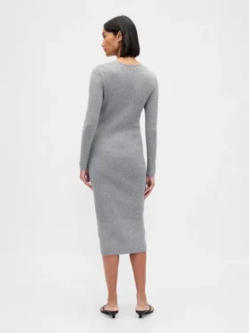 Abito maglione midi a costine CashSoft