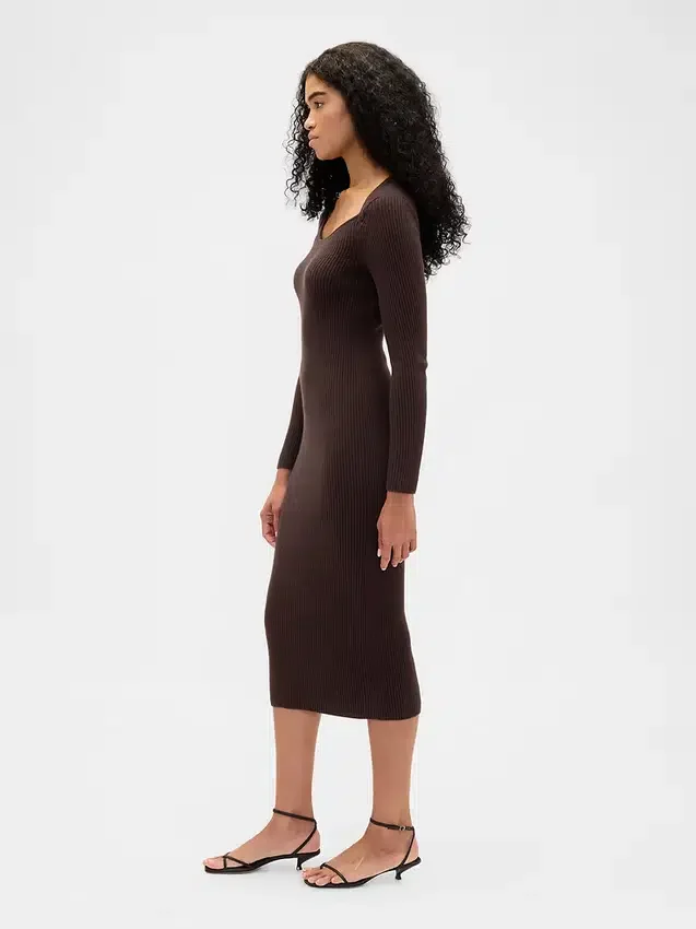 Abito maglione midi a costine CashSoft