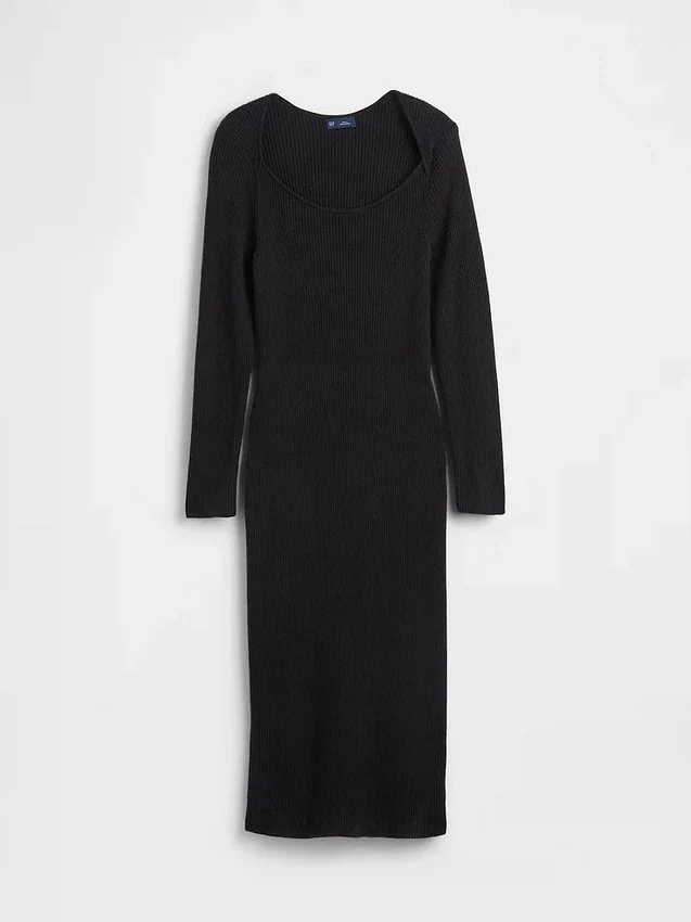 Abito maglione midi a costine CashSoft
