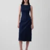 Abito midi aderente in denim
