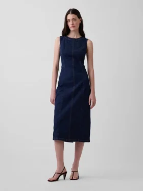 Abito midi aderente in denim
