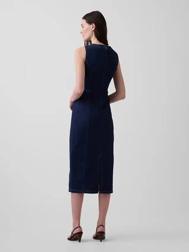Abito midi aderente in denim