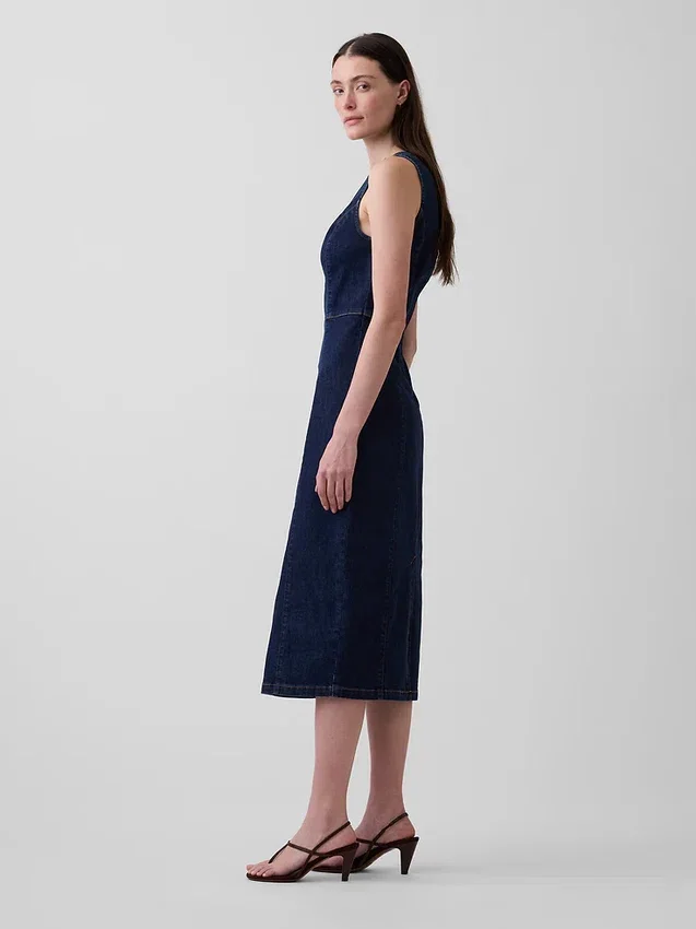 Abito midi aderente in denim