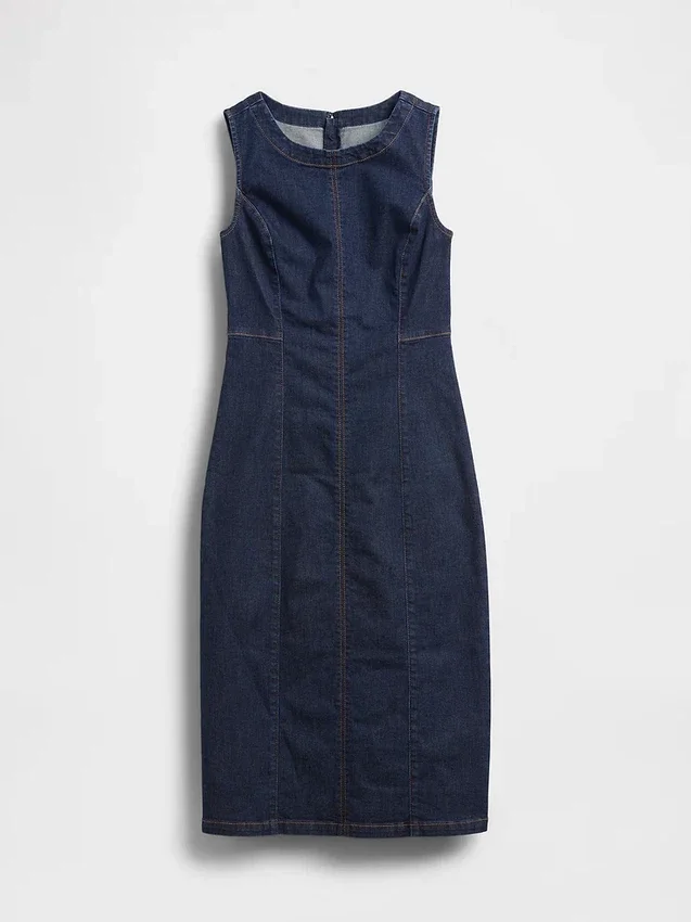 Abito midi aderente in denim