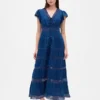 Abito midi con bordi in pizzo