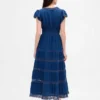 Abito midi con bordi in pizzo