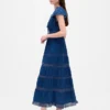 Abito midi con bordi in pizzo