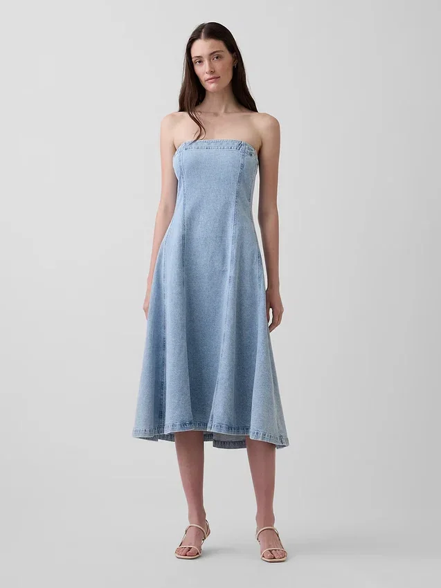 Abito midi in denim