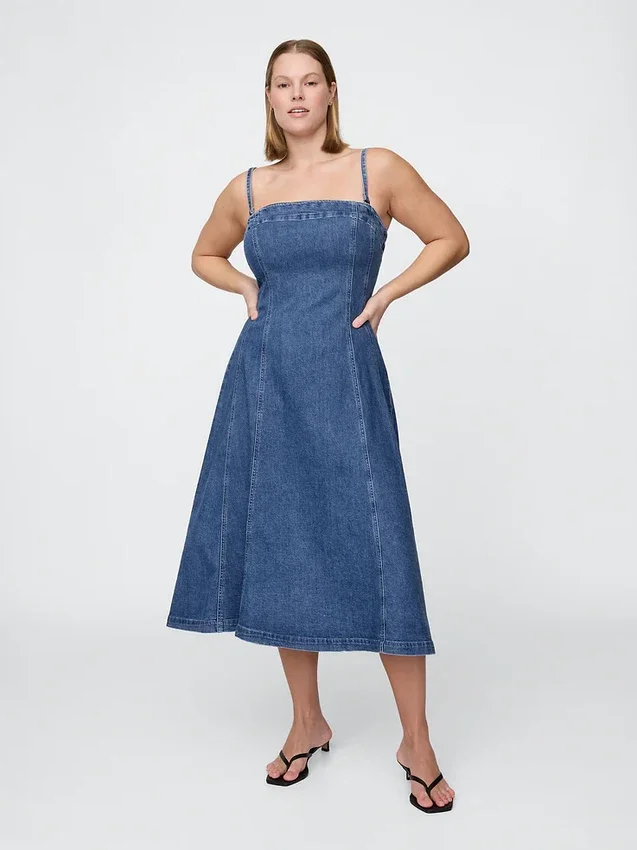 Abito midi in denim
