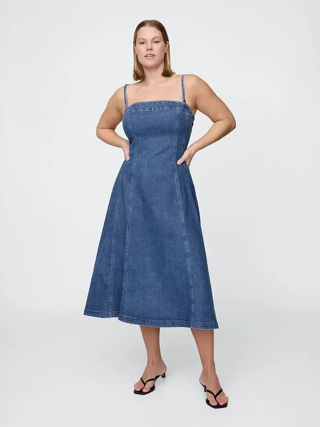 Abito midi in denim