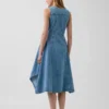 Abito midi in denim con orlo a fazzoletto