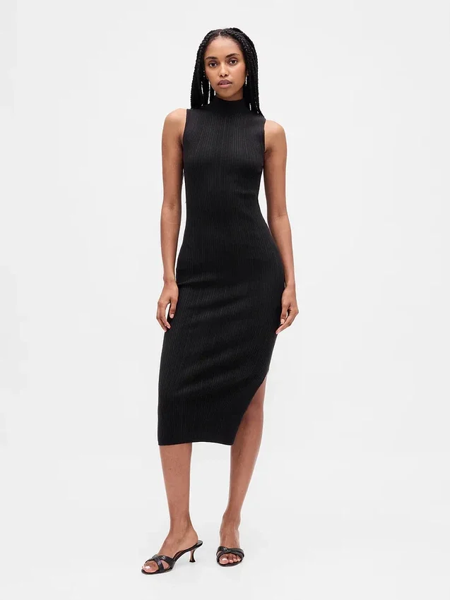 Abito midi in maglione a costine