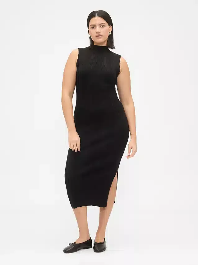Abito midi in maglione a costine