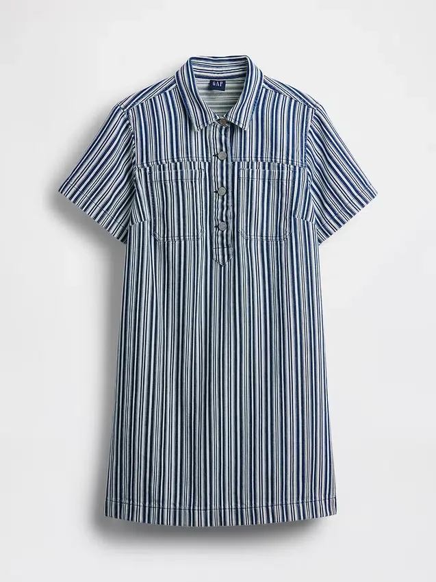 Abito mini a righe in denim