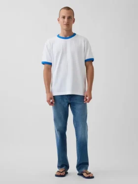 Acquista i jeans blu a gamba dritta dal taglio rilassato