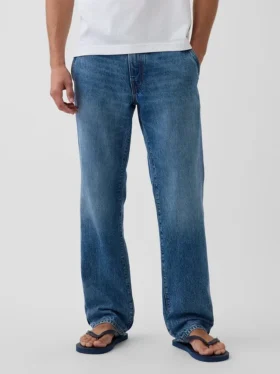 Acquista i jeans blu a gamba dritta dal taglio rilassato