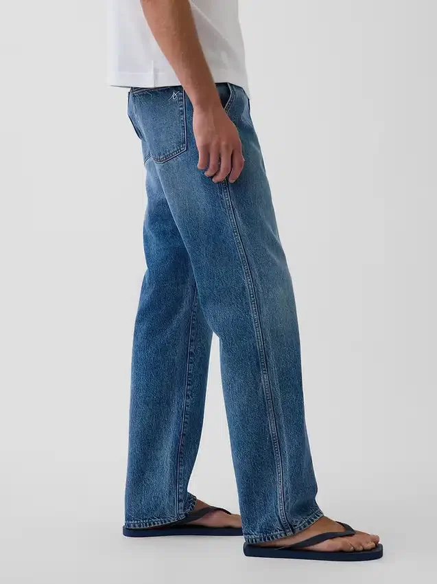 Acquista i jeans blu a gamba dritta dal taglio rilassato