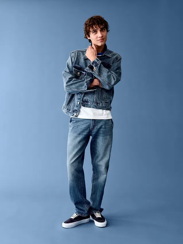 Acquista i jeans blu a gamba dritta dal taglio rilassato