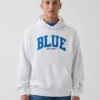 Acquista la felpa con cappuccio in felpa francese pesante blu con logo