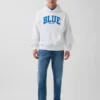 Acquista la felpa con cappuccio in felpa francese pesante blu con logo