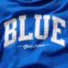 Acquista la felpa con cappuccio in felpa francese pesante blu con logo