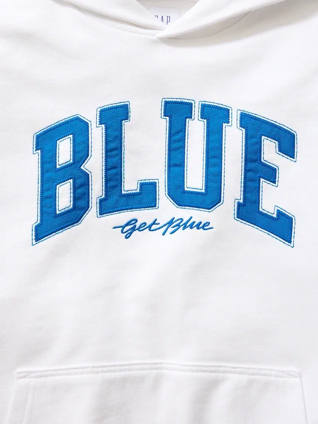 Acquista la felpa con cappuccio in felpa francese pesante blu con logo