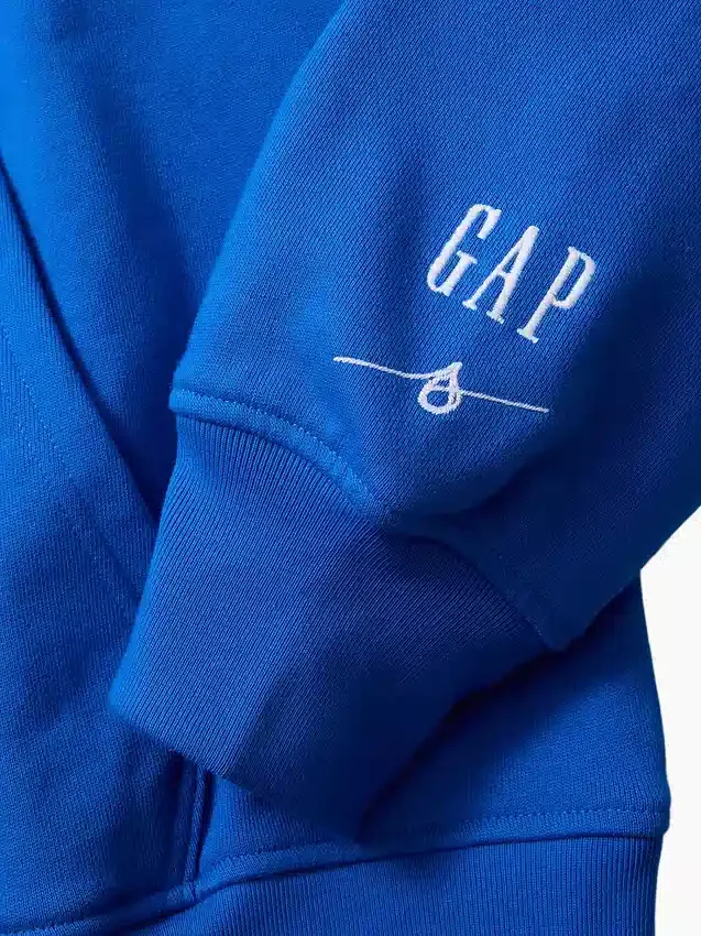 Acquista la felpa con cappuccio in felpa francese pesante blu con logo