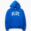 Acquista la felpa con cappuccio in felpa francese pesante blu con logo