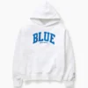 Acquista la felpa con cappuccio in felpa francese pesante blu con logo