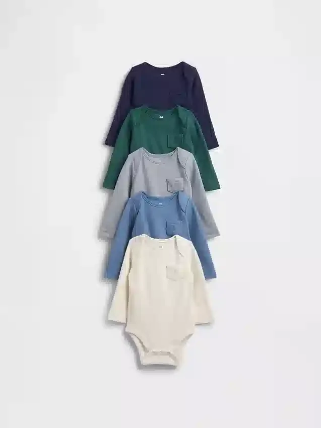 Baby First Favorites: body con tasca in maglia a nido d’ape Softspun (confezione da 5)