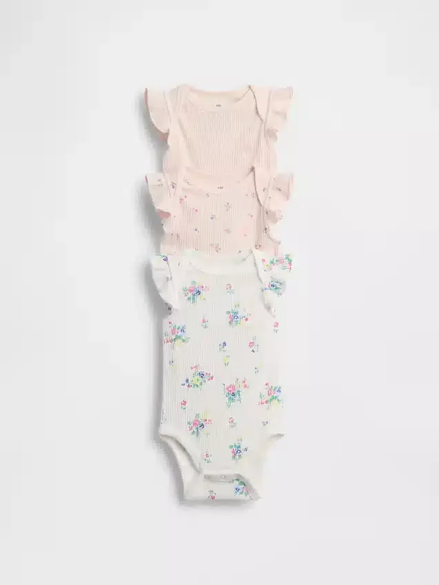 Baby First Favorites Body con volant a costine sottili (confezione da 3)