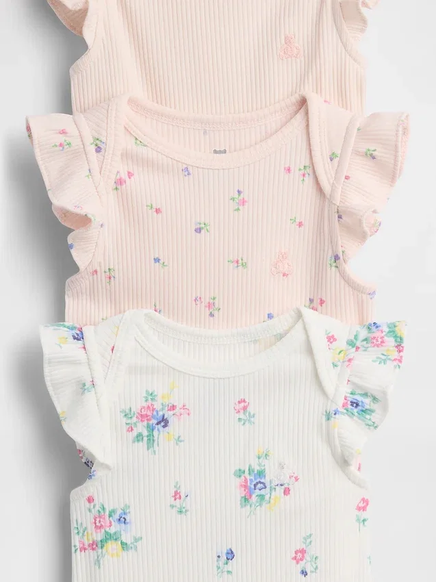 Baby First Favorites Body con volant a costine sottili (confezione da 3)