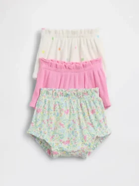 Baby First Favorites: pantaloncini con volant in maglia a coste sottili (confezione da 3)