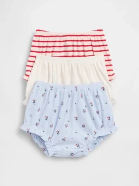 Baby First Favorites: pantaloncini con volant in maglia a coste sottili (confezione da 3)