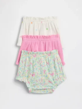 Baby First Favorites: pantaloncini con volant in maglia a coste sottili (confezione da 3)
