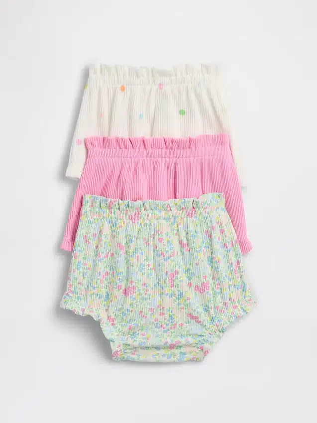 Baby First Favorites: pantaloncini con volant in maglia a coste sottili (confezione da 3)