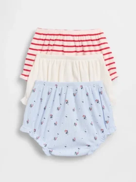 Baby First Favorites: pantaloncini con volant in maglia a coste sottili (confezione da 3)
