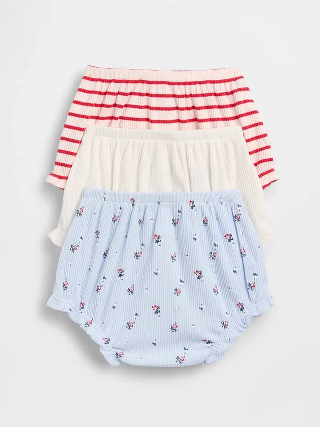 Baby First Favorites: pantaloncini con volant in maglia a coste sottili (confezione da 3)