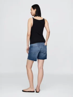 Bermuda premaman in denim a pannello intero da 7″