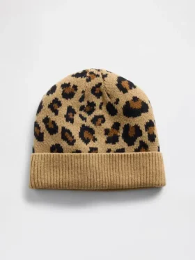 Berretto CashSoft con stampa leopardata per bambini
