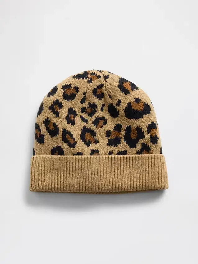 Berretto CashSoft con stampa leopardata per bambini