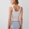 Bikini in cotone biologico elasticizzato con bordi in pizzo