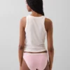 Bikini in cotone biologico elasticizzato con bordi in pizzo